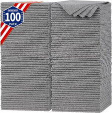 Shop Towels, Pack of 100, Grey Microfiber Cleaning Cloth Bulk, Microfiber Tow...