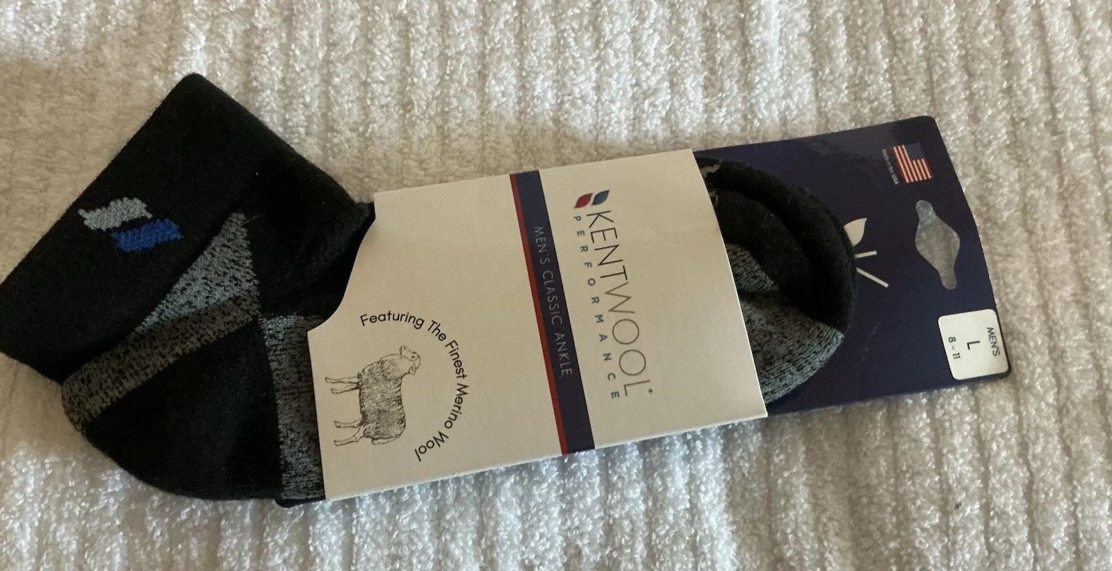 Kentwool Mens Classic Ankle Socks Merino Wool Black Size L 8-11