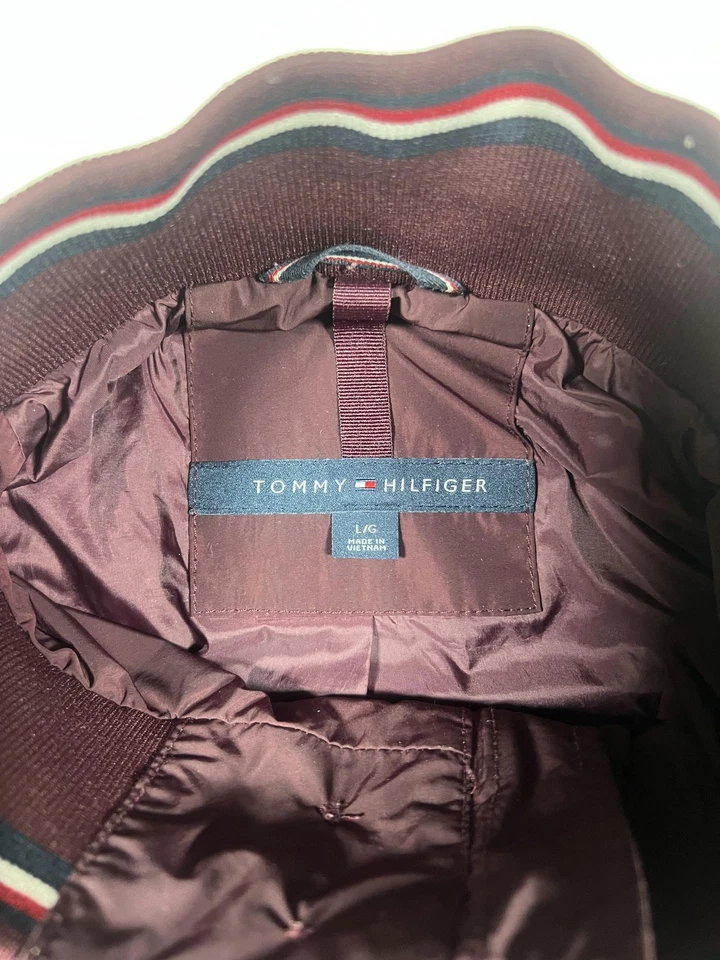 Tommy Hilfiger Jacket Mens Large Windbreaker Button Up Nylon Crest Patch - Image 3 of 4