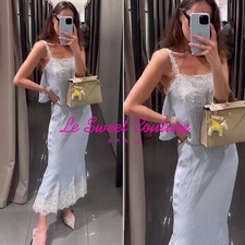 ZARA WOMAN NWT SS26 PASTEL BLUE LACE MIDI SKIRT ALL SIZES 8741/102/423