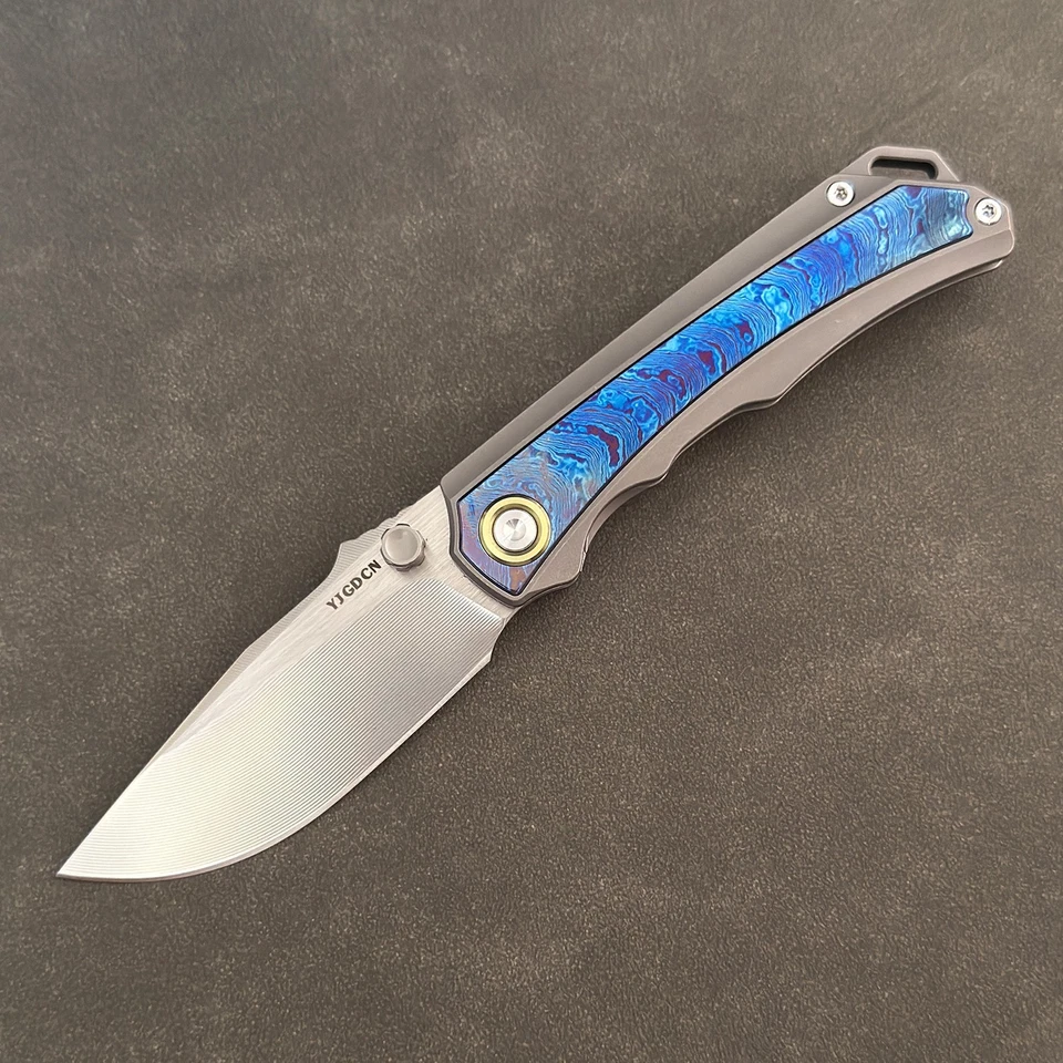 YJGDCN RIHE Design Folding Knife M390 Blade  Inlaid Timascus Handle YJ2524 - Image 3 of 4