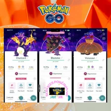 Shiny gigantamax Charizard❀Blastoise❀Venusaur Dark Skies background-Mini P❀T❀C