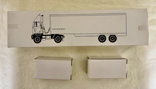 UPS United Parcel Service Diecast Model Set: Semi Truck & 2 Delivery Vans 1995