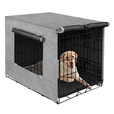 Dog Crate Cover with Mesh Window, Double Door Waterproof Pet Kennel Cover, Du...