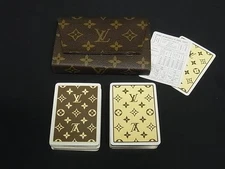 USED LOUIS VUITTON Vintage Playing Cards  2 Decks w/ Monogram Case Auth