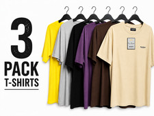 Mens Basic TShirts Plain Crew Neck Soft Short Sleeve Gym Casual Tee Top X3 Pack