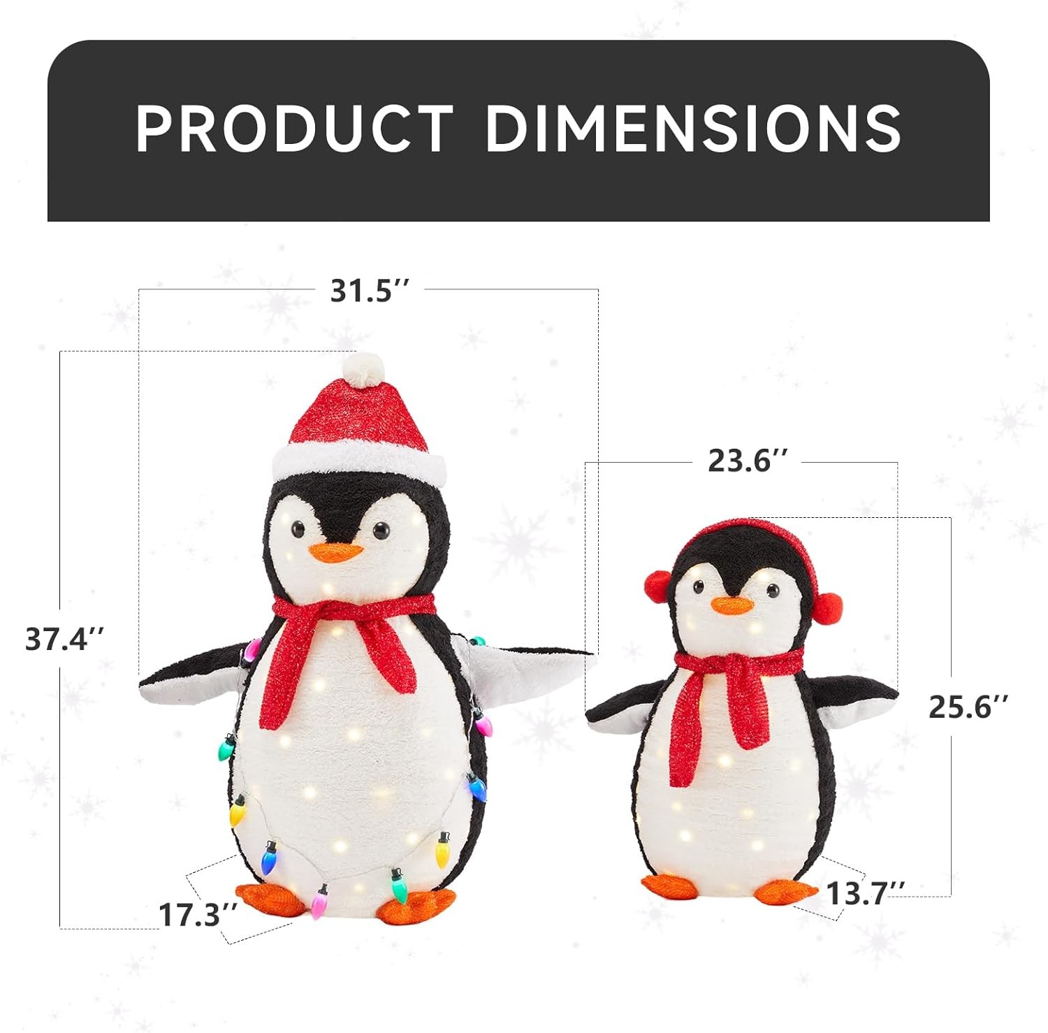 DUMOS 2-Piece Lighted Penguin Family Outdoor Christmas Decoration, Pop up Holida