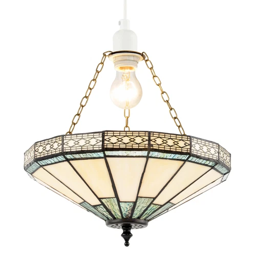 1920s Vintage Tiffany Pendant Light Shade with Emerald Green Glass by Happy H...