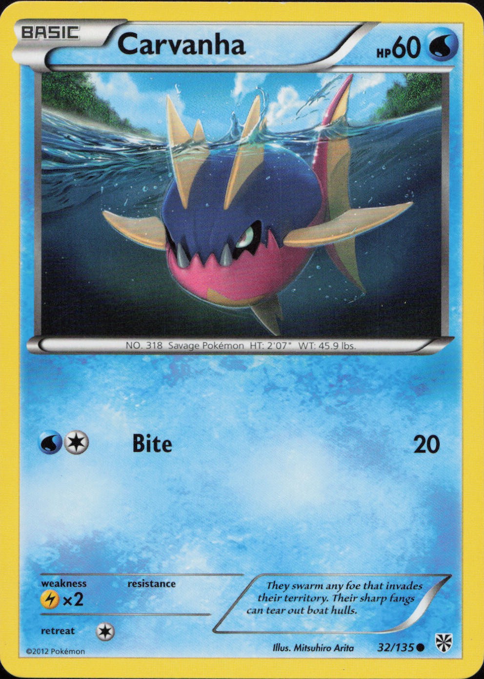 Carvanha 32/135 Common Plasma Storm Pokemon Lightly Played