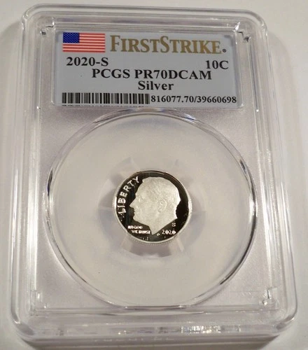 2020-S 10c SILVER PCGS PR70DCAM ROOSEVELT DIME .999 FINE PROOF DEEP CAMEO