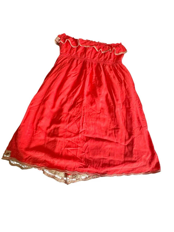 a gain Vestido Mujer Naranja Sin Tirantes, Corto, Talla L 100’/, Rayón Foto 3 de 4