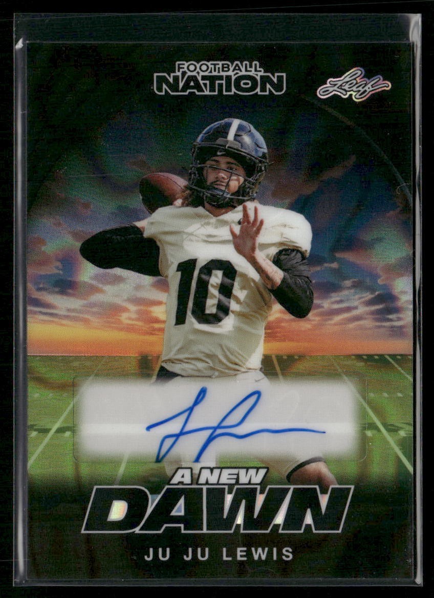 2025 Leaf Football Nation JuJu Lewis Black Lava Auto 1/1
