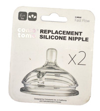 Como Tomo Silicone Replacement Nipples Fast Flow 2 Pack 3 Hole 6 Months
