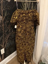 Lela Rose Plum and Gold Midi Dress