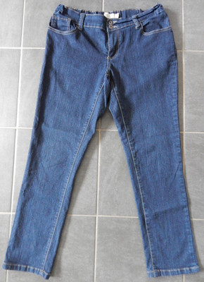 Damen Jeans Hose Janina Denim 44 dunkel blau gerades Bein weite Röhr 5 Pocket
