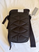 LULU GUINNESS BLACK QUILTED LIP PHONE CROSSBODY BAG