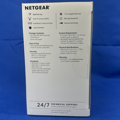 Netgear AC1900 Dual Band WiFi Mesh Range Extender / EX6400-100NAS / NOWY Open Box - Zdjęcie 4 z 11