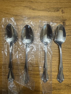 4 New ''Oneida USA'' True Rose/Arbor Rose Teaspoons 6''. NIP