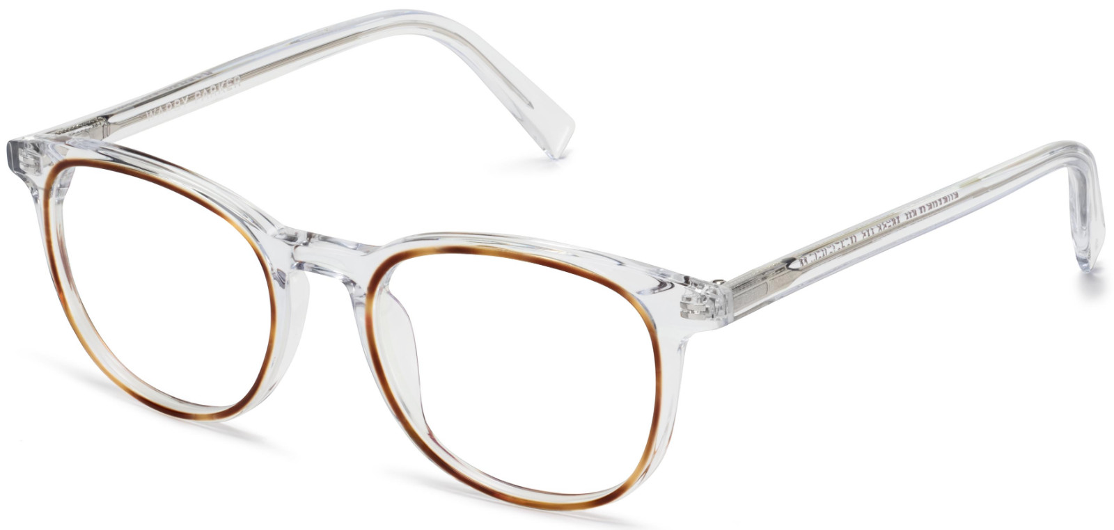 Warby Parker DURAND Eyeglasses CRYSTAL w/OAK BARREL Medium 48-18-142 mm Box&Case