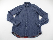 Steven Alan Popover Shirt Mens Small Blue Flecked Chambray Roll Tab Made in USA