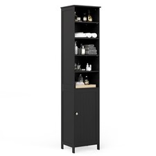Bathroom Tall Cabinet Slim Freestanding Storage Organizer-Black
