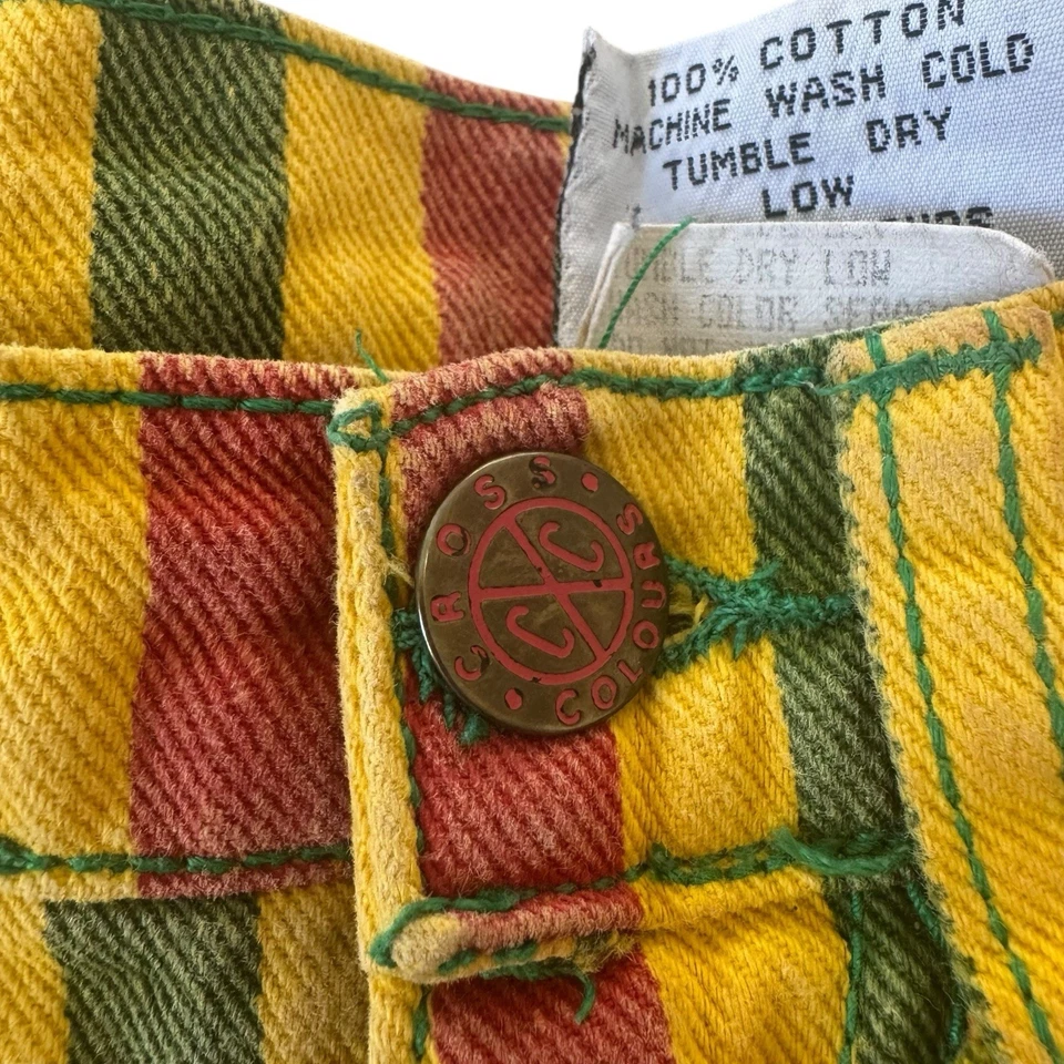 Rare Vintage Cross Colours Denim Jeans Stripe HipHop Single Stitch P Size 14 - Image 4 of 4