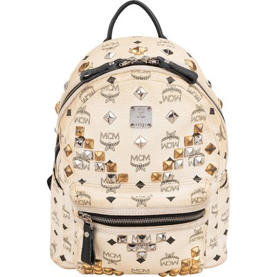 MCM Visetos Monogram Stark Studded Small Backpack Rucksack