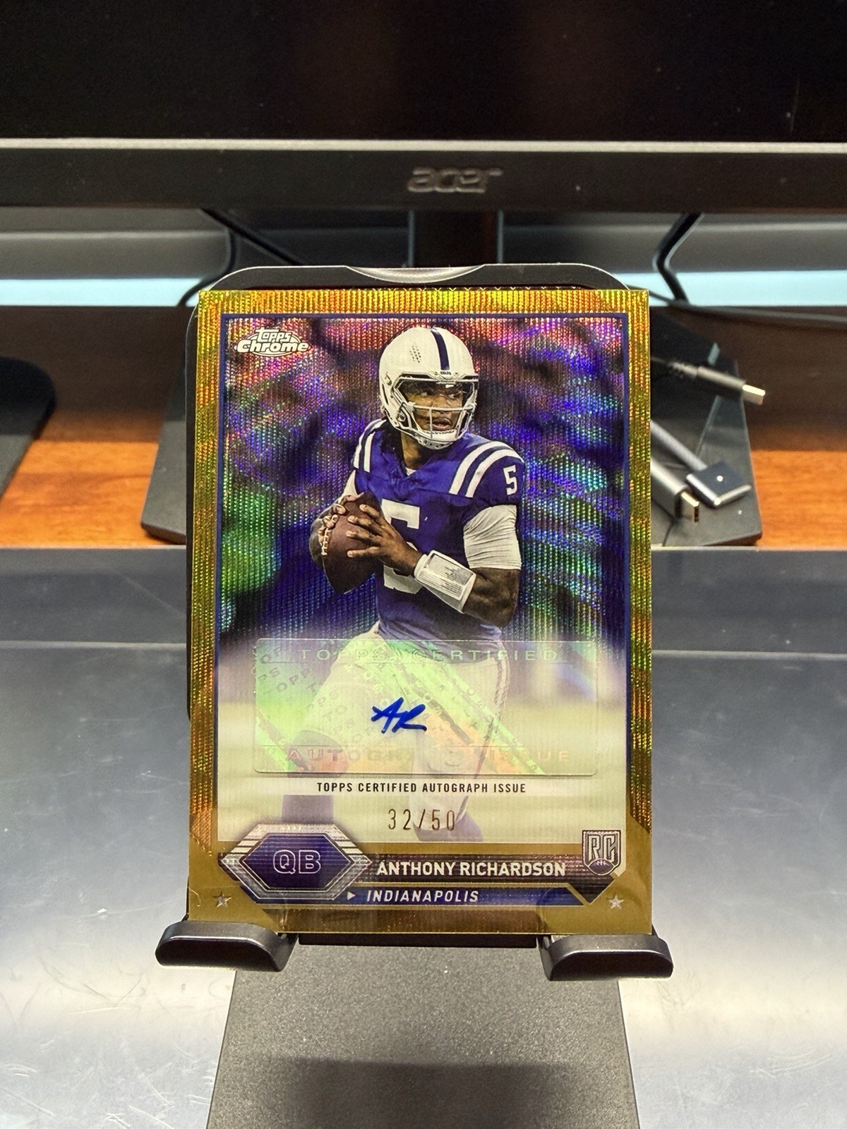 2023 Topps Composite Chrome Anthony Richardson Rookie Auto Gold Wave 32/50