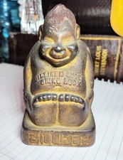 BILLIKEN Antique 1909 *RARE Shoe Advertising* Cast Iron Coin Bank Good Luck