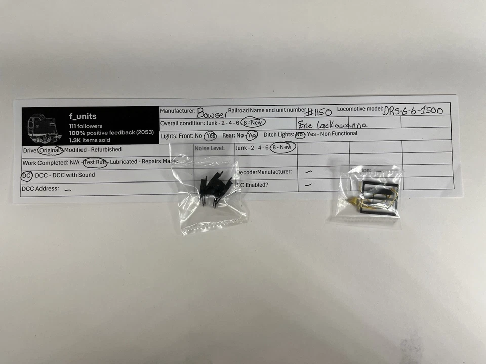 Bowser HO Scale Erie Lackawanna #1150 DRS-6-6-1500 Road Switcher DC Powered - Image 2 of 4