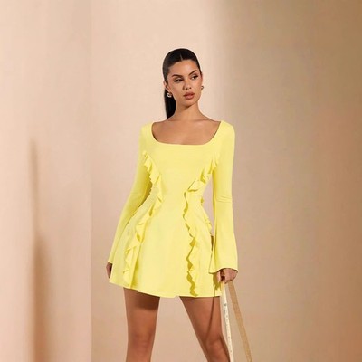 Spicy girl strapless three-dimensional lace slim fit hip hugging dress
