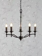 Laura Ashley Ludchurch 5 Arm Pendant Candle Chandelier Ceiling Light - Black A