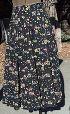 Vtg 50's Circle Skirt Gores Cute Fun Cotton Print