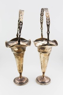 ANTIQUE VICTORIAN STERLING HANDLED VASE SET 12.1 OZ