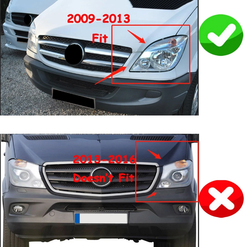 Gloss Black GT Front Upper Grille For 2006-2013 Mercedes W906 Sprinter 2500 3500 Foto 2 de 4