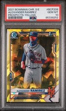 2021 BOWMAN CHROME SAPPHIRE ED PROSPECTS YELLOW ALEXANDER RAMIREZ 12/50 PSA 10