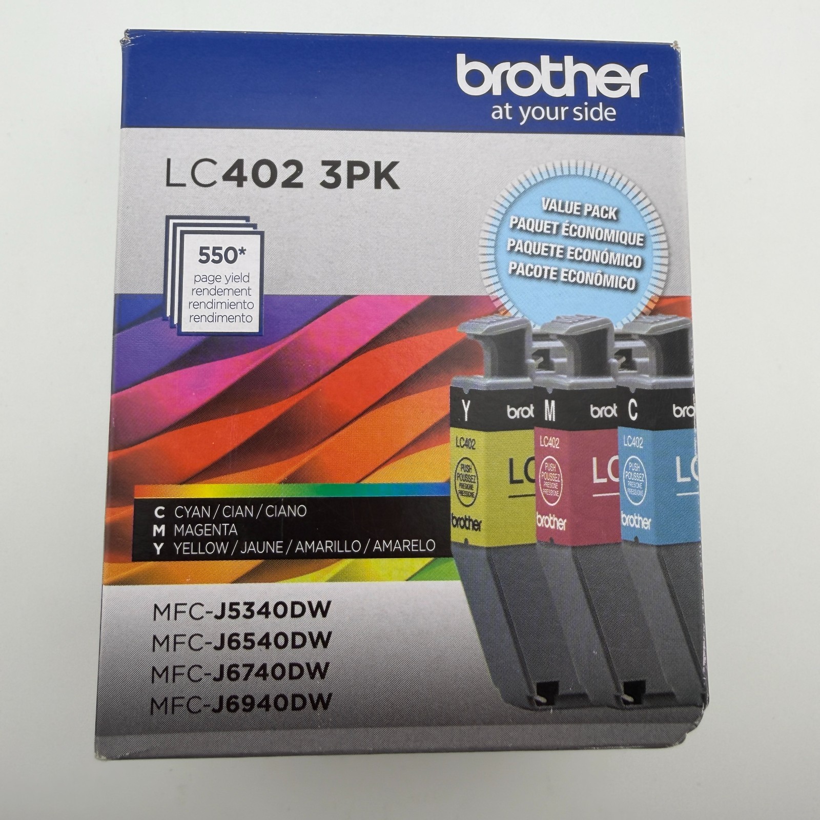 LEER Caja Cartucho Tinta Brother LC402 Cian Magenta Amarillo 3PK Nuevo Genuino