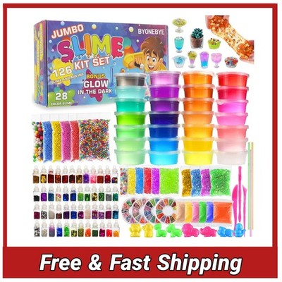 126PCS Slime Kit for Kids Glow in Dark DIY Slime Making Set Toys Gift