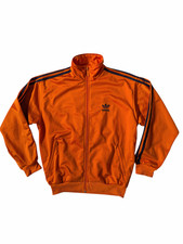 Vintage Adidas 90s Firebird Orange Track Jacket Size S, RARE Trefoil Stripes