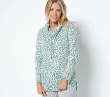 AnyBody Leopard French Terry Pullover Women New A452751 (QVC)