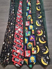 Vtg 90's Looney Tunes Mania Ties Lot of 4 Bugs Tweety Sylvester Elmer Fudd Taz