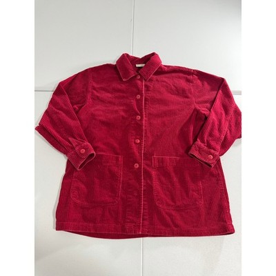 Classic Elements Womens Medium Red Corduroy Shirt Jacket Vintage 90s Cotton USA