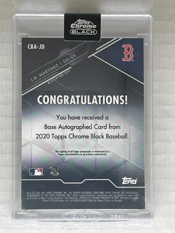 2020 Topps Chrome Black J.D. Martinez /99 #CBA-JD - Image 2 of 2