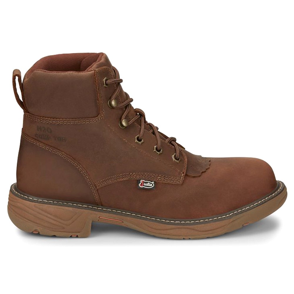 Justin Original Workboots Rush 6 Inch Waterproof Nano Composite Toe Lace Up Work