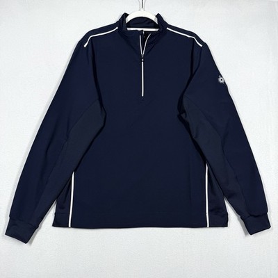 FootJoy Pullover Mens Medium Golf Quarter Zip Performance Blue Stretch Logo