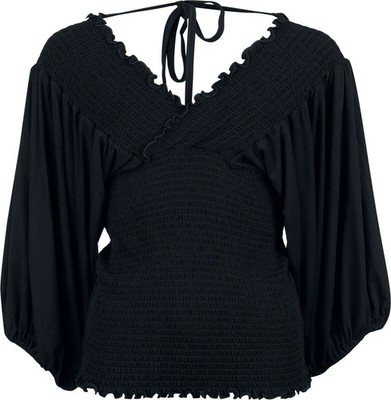 Black Premium by EMP Damen schwarzes Langarmshirt mit elastischem Bund M