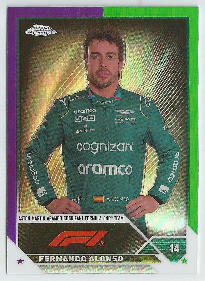 2023 Topps Chrome Formula 1 Portrait Purple Green Refractor FERNANDO ALONSO #32