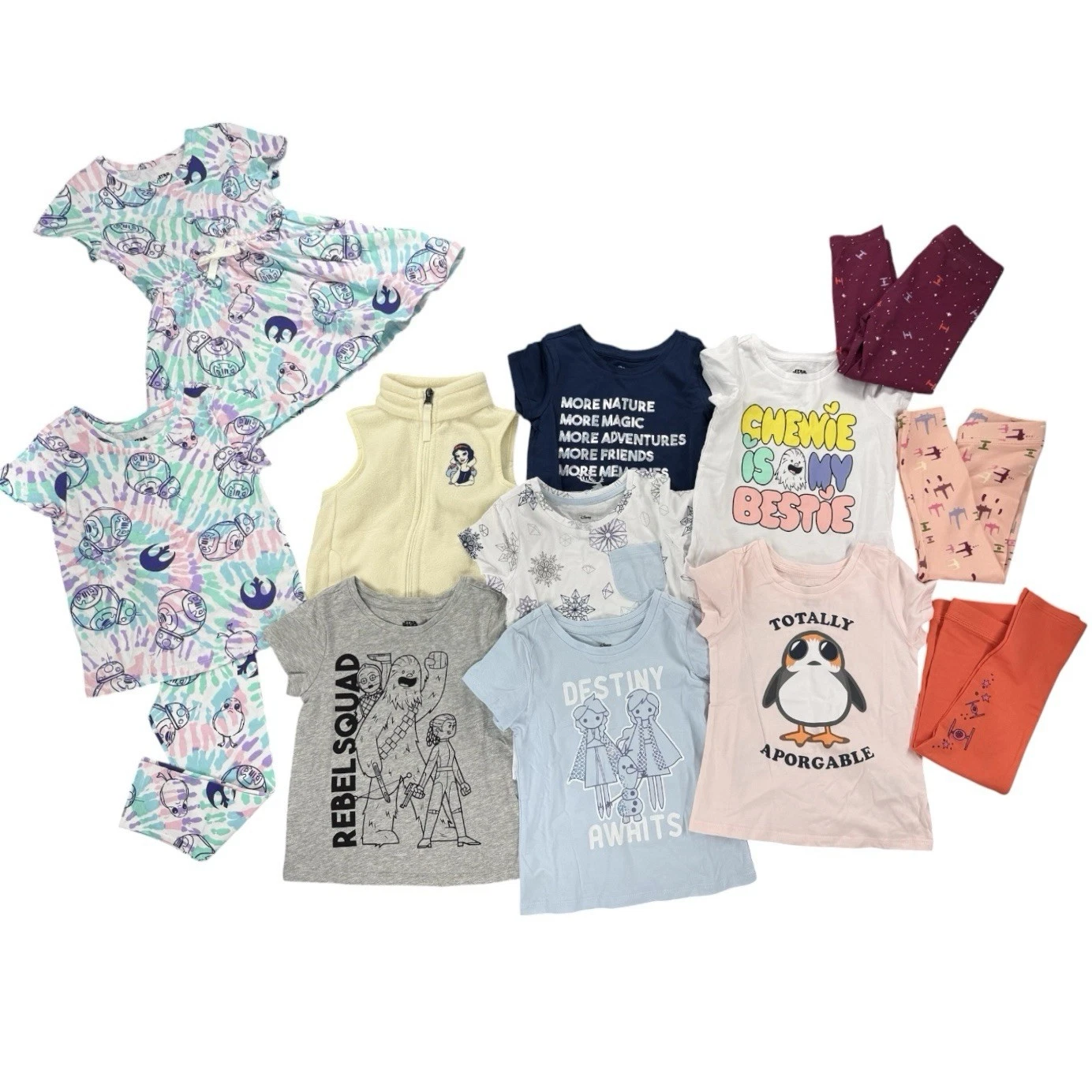 Disney Toddler Girl Clothes Sz 3T Star Wars Frozen Shirts Pants Dress LOT OF 13