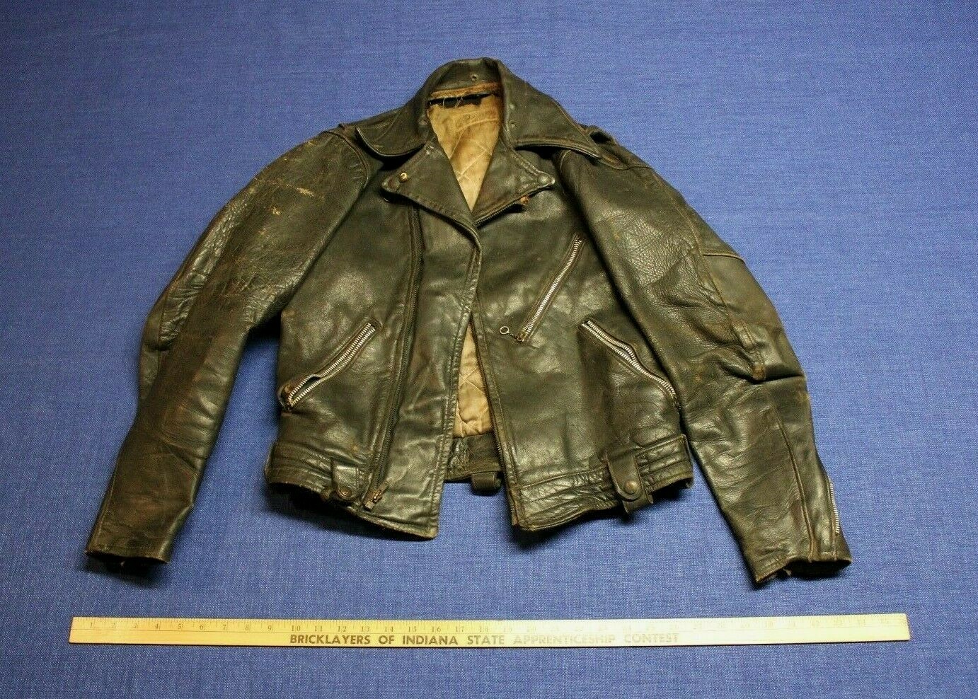 Giacca Moto Vintage anni '50 ROD BENDER BIKER Originale GRIGIO PONY Pelle Nera