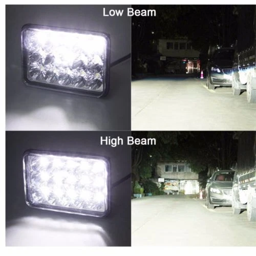 4X LED Headlights For Freightliner FLD120 FLD112 4x6'' Light Hi/Lo Sealed Black - Image 2 of 4